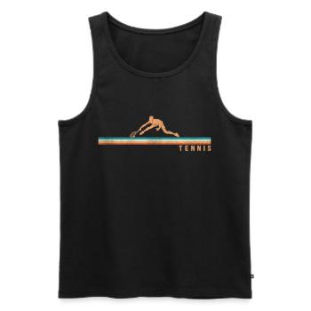 Funny Tennis Player Racket Retro - Männer Premium Bio Tank Top - Schwarz - Vorne - Michal (187cm)