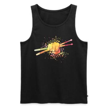 Drums Drums Drumstick Drummer Music Band Rock - Men's Premium Organic Tank Top - black - Front - Michal (187cm)