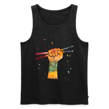 Schlagzeug Drums Drumstick Drummer Musik Band Rock - Männer Premium Bio Tank Top - Schwarz - Vorne - Michal (187cm)