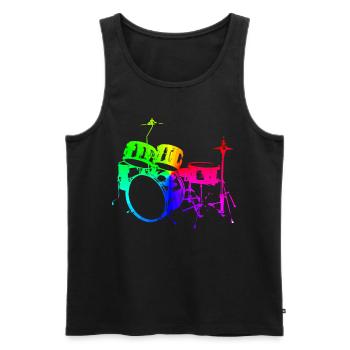 Drums Drums Drumstick Drummer Music Band Rock - Men's Premium Organic Tank Top - black - Front - Michal (187cm)
