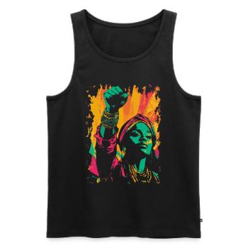 Kriegerisches Heritage Black History Month Design - Männer Premium Bio Tank Top - Schwarz - Vorne - AI Model Male 178 light (178cm)