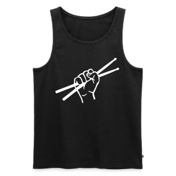 Tambours Tambours Baguette Batteur Musique Groupe Rock - Débardeur bio Premium Homme - noir - Devant - Michal (187cm)