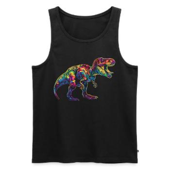 T-Rex Dinosaur Tyrannosaurus Rex Popart - Men's Premium Organic Tank Top - black - Front - AI Model Male 178 light (178cm)