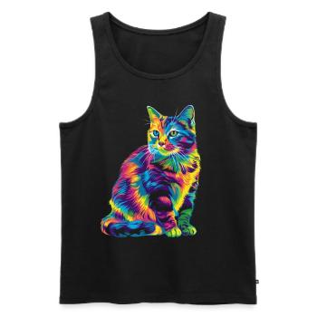 Tabby Katze Orange Katze Popart - Männer Premium Bio Tank Top - Schwarz - Vorne - AI Model Male 178 light (178cm)