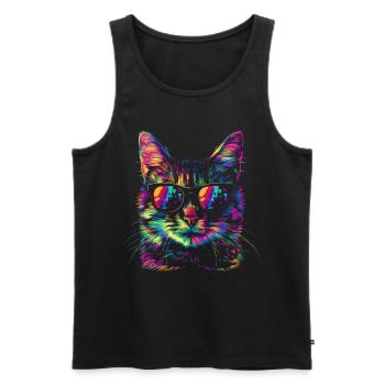 Tabby Katze Orange Katze Sonnenbrille Popart - Männer Premium Bio Tank Top - Schwarz - Vorne - AI Model Male 178 light (178cm)