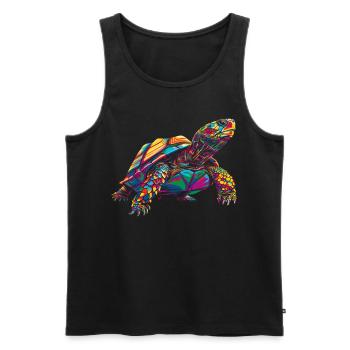 Tortue Tortue de mer Popart - Débardeur bio Premium Homme - noir - Devant - Michal (187cm)