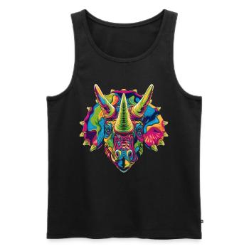 Triceratops Dinosaurier Popart - Männer Premium Bio Tank Top - Schwarz - Vorne - Michal (187cm)