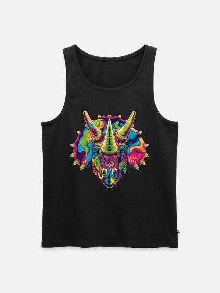 Triceratops Dinosaurier Popart - Männer Premium Bio Tank Top - Schwarz