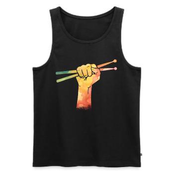 Drums Drums Drumstick Drummer Music Band Rock - Men's Premium Organic Tank Top - black - Front - Michal (187cm)