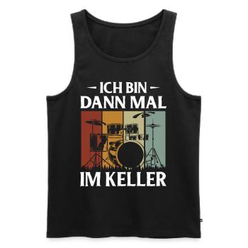 Tambours Tambours Baguette Batteur Musique Groupe Rock - Débardeur bio Premium Homme - noir - Devant - Michal (187cm)