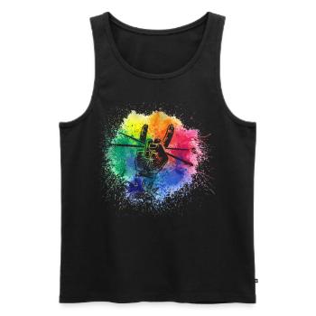 Drums Drums Drumstick Drummer Music Band Rock - Men's Premium Organic Tank Top - black - Front - Michal (187cm)