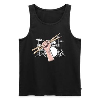 Tambours Tambours Baguette Batteur Musique Groupe Rock - Débardeur bio Premium Homme - noir - Devant - Michal (187cm)