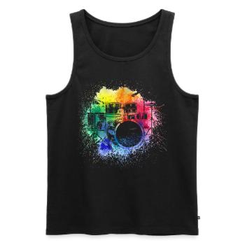Drums Drums Drumstick Drummer Music Band Rock - Men's Premium Organic Tank Top - black - Front - Michal (187cm)