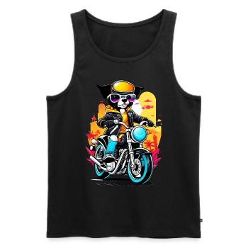 Cool biker - dog on the motorcycle - Men's Premium Organic Tank Top - black - Front - Michal (187cm)