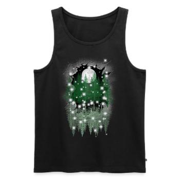 mystical nature moon forest spruce trees reflection - Men's Premium Organic Tank Top - black - Front - Michal (187cm)