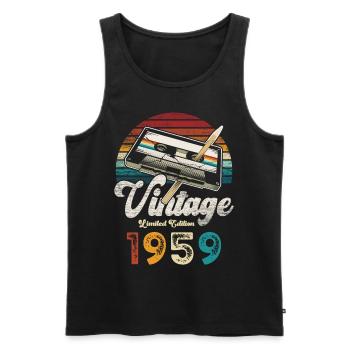 Vintage 1959 Geburtstag Kassette Bleistift - Männer Premium Bio Tank Top - Schwarz - Vorne - Michal (187cm)
