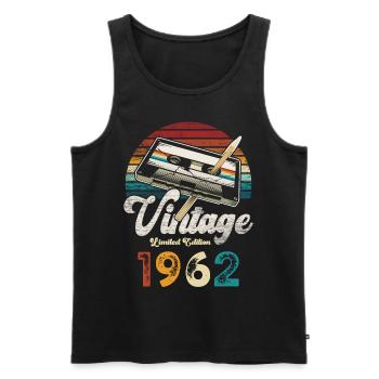 Vintage 1962 Birthday Cassette Pencil - Men's Premium Organic Tank Top - black - Front - Michal (187cm)
