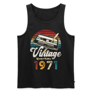 Vintage 1971 Geburtstag Kassette Bleistift - Männer Premium Bio Tank Top - Schwarz - Vorne - Michal (187cm)