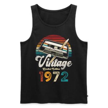 Vintage 1972 Birthday Cassette Pencil - Men's Premium Organic Tank Top - black - Front - Michal (187cm)