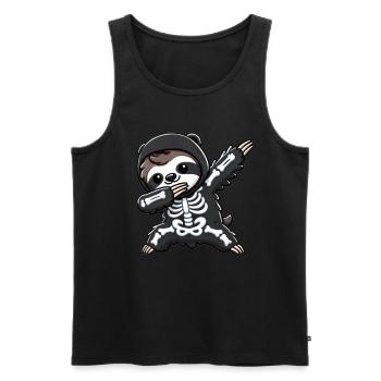 Paresseux Halloween Squelette Enfants Femmes Hommes - Débardeur bio Premium Homme - noir - Devant - AI Model Male 178 light (178cm)