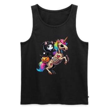 Zombiecorn Cat Halloween Grim Reaper - Men's Premium Organic Tank Top - black - Front - AI Model Male 178 light (178cm)