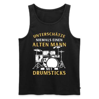 Tambours Tambours Baguette Batteur Musique Groupe Rock - Débardeur bio Premium Homme - noir - Devant - Michal (187cm)