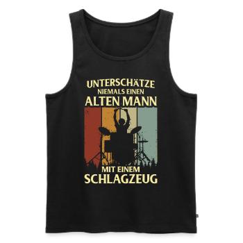 Drums Drums Drumstick Drummer Music Band Rock - Men's Premium Organic Tank Top - black - Front - Michal (187cm)