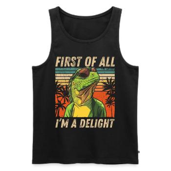 Retro Iguana Sunset Funny Sarcastic Design - Men's Premium Organic Tank Top - black - Front - Michal (187cm)