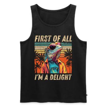 Sarkastisches Iguana - Vintage Sunset Style - Männer Premium Bio Tank Top - Schwarz - Vorne - Michal (187cm)
