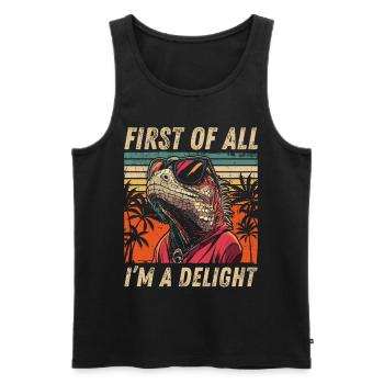 Tropical Iguana Style - Retro Shirt Design - Men's Premium Organic Tank Top - black - Front - Michal (187cm)