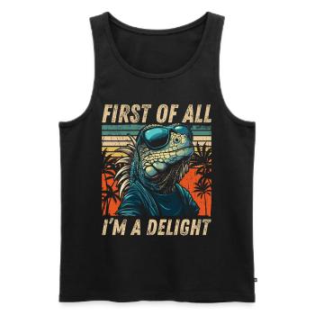 Vintage Iguana - Hoodie Sunset Look - Männer Premium Bio Tank Top - Schwarz - Vorne - Michal (187cm)