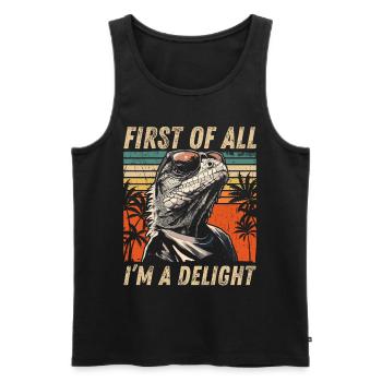 Vintage Iguana Sunset - Cool Animal Design - Men's Premium Organic Tank Top - black - Front - Michal (187cm)