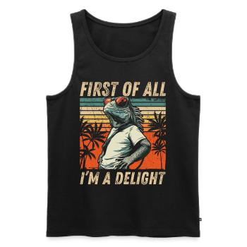 Naughty Iguana - Tropical Sunset Style - Men's Premium Organic Tank Top - black - Front - AI Model Male 178 light (178cm)