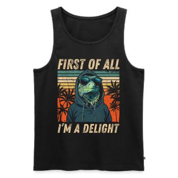 Retro Hoodie Iguana - Sarcastic Design - Men's Premium Organic Tank Top - black - Front - Michal (187cm)