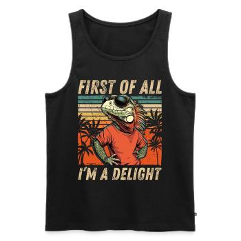 Lustiges Iguana - Vintage Tropical Look - Männer Premium Bio Tank Top - Schwarz - Vorne - Michal (187cm)