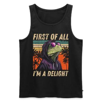 Sarcastic Iguana - Colorful Tropical Style - Men's Premium Organic Tank Top - black - Front - AI Model Male 178 light (178cm)