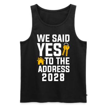 Nous avons dit à l’adresse 2028 - Débardeur bio Premium Homme - noir - Devant - AI Model Male 178 light (178cm)