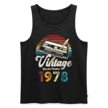 Vintage 1978 Geburtstag Kassette Bleistift - Männer Premium Bio Tank Top - Schwarz - Vorne - Michal (187cm)