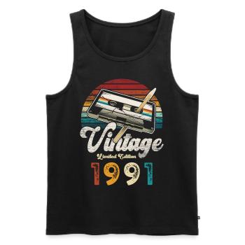 Vintage 1991 Geburtstag Kassette Bleistift - Männer Premium Bio Tank Top - Schwarz - Vorne - Michal (187cm)