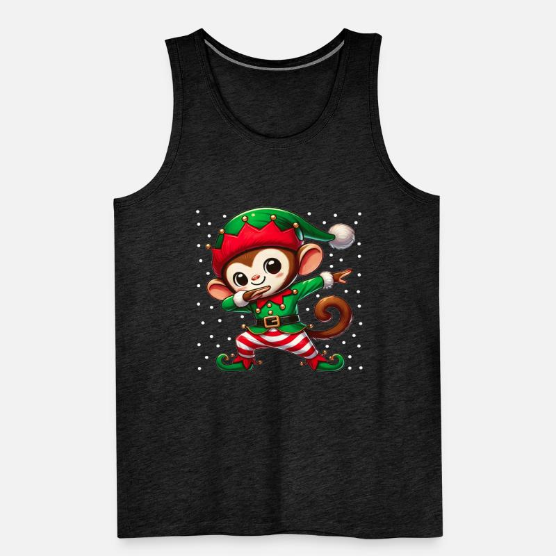 Christmas Monkey Elf Funny Monkey Lover Ape Men's Premium Organic Tank Top