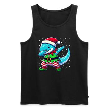 Christmas T-rex Elf Funny T-rex Lover - Men's Premium Organic Tank Top - black - Front - Michal (187cm)