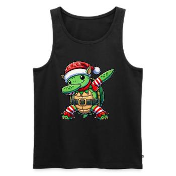 Christmas Turtle Elf Funny Turtle - Men's Premium Organic Tank Top - black - Front - AI Model Male 178 light (178cm)