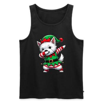 Christmas Westi Elf Funny West Highland Terrier - Men's Premium Organic Tank Top - black - Front - AI Model Male 178 light (178cm)