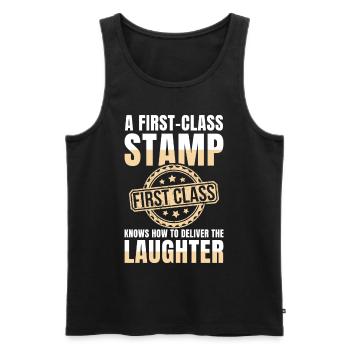 Lustige Briefmarken Briefmarkensammlung Humor - Männer Premium Bio Tank Top - Schwarz - Vorne - Michal (187cm)