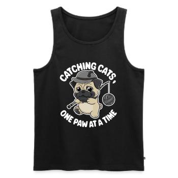 Mops Hundehalter Angler Angeln - Männer Premium Bio Tank Top - Schwarz - Vorne - Michal (187cm)