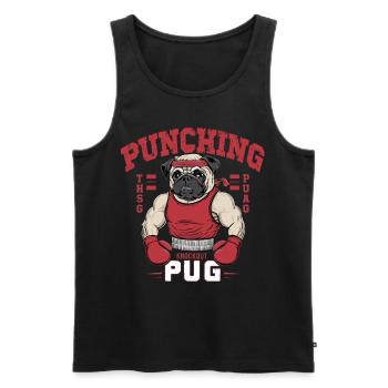 Mops Hundehalter Mops Punching Pug - Männer Premium Bio Tank Top - Schwarz - Vorne - Michal (187cm)