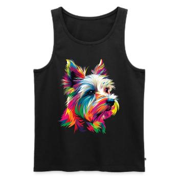 West Highland Terrier Hund Popart - Männer Premium Bio Tank Top - Schwarz - Vorne - Michal (187cm)