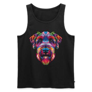 Wheaten Terrier Chien Popart - Débardeur bio Premium Homme - noir - Devant - Michal (187cm)