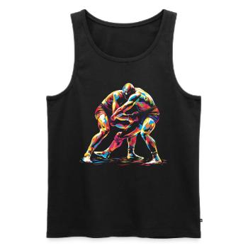 Ringen Ringer Popart - Männer Premium Bio Tank Top - Schwarz - Vorne - AI Model Male 178 light (178cm)