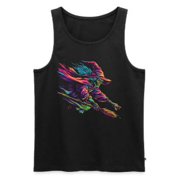 Hexenbesen Halloween Spooky Popart - Männer Premium Bio Tank Top - Schwarz - Vorne - Michal (187cm)